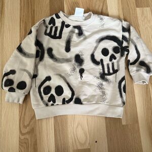Zara Kids Beige and Black Skull Sweater